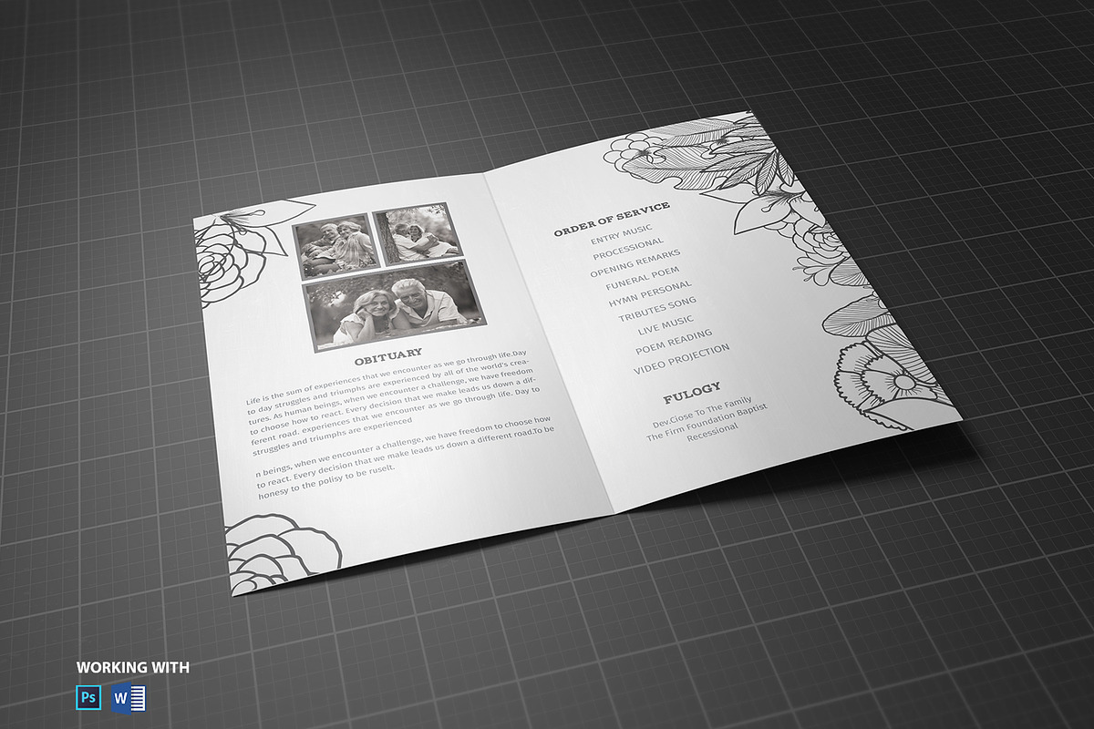 Funeral Program Template Black White, a Brochure Template by Madhabi Studio (Photo 4 of 5)