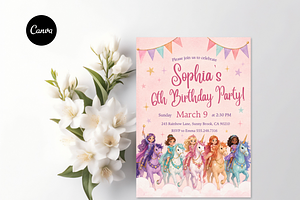 Unicorn Birthday Invitation, an Invitation Template by heynomi