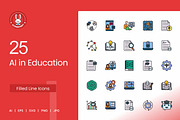 25 AI in Education Filled Line Icons, an Icon by IconBunny (Thumbnail 1 of 2)
