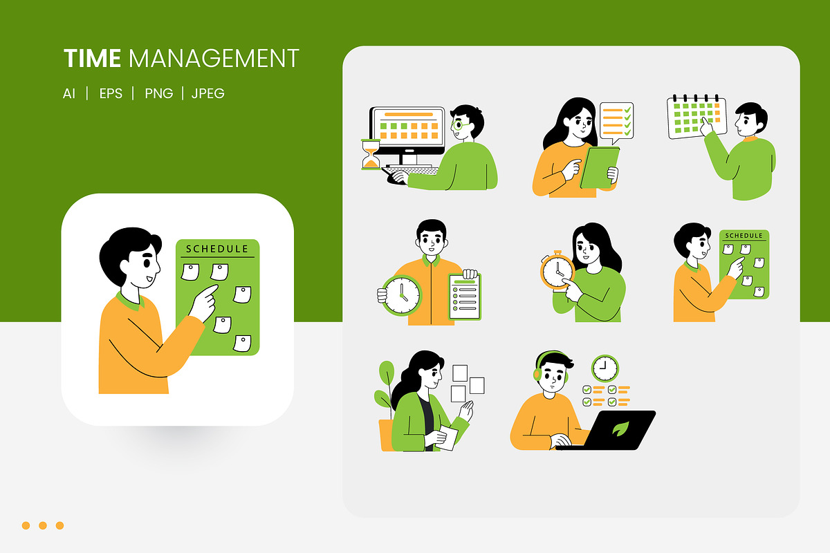 Set Time Management Illustration, a Person Illustration by shin_std