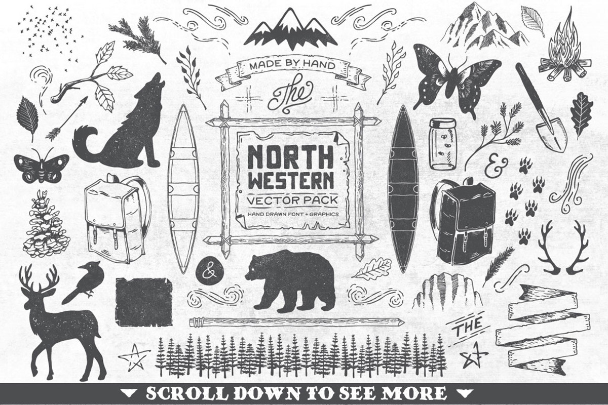 North Western Font + Vectors BUNDLE preview 2