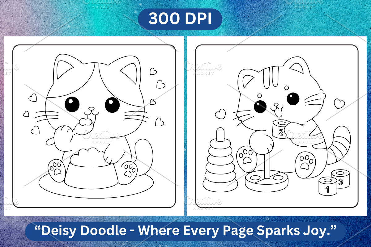 Bold & Easy Kawaii Cat coloring page, an Animal Illustration by Coco Bloom (Photo 2 of 3)