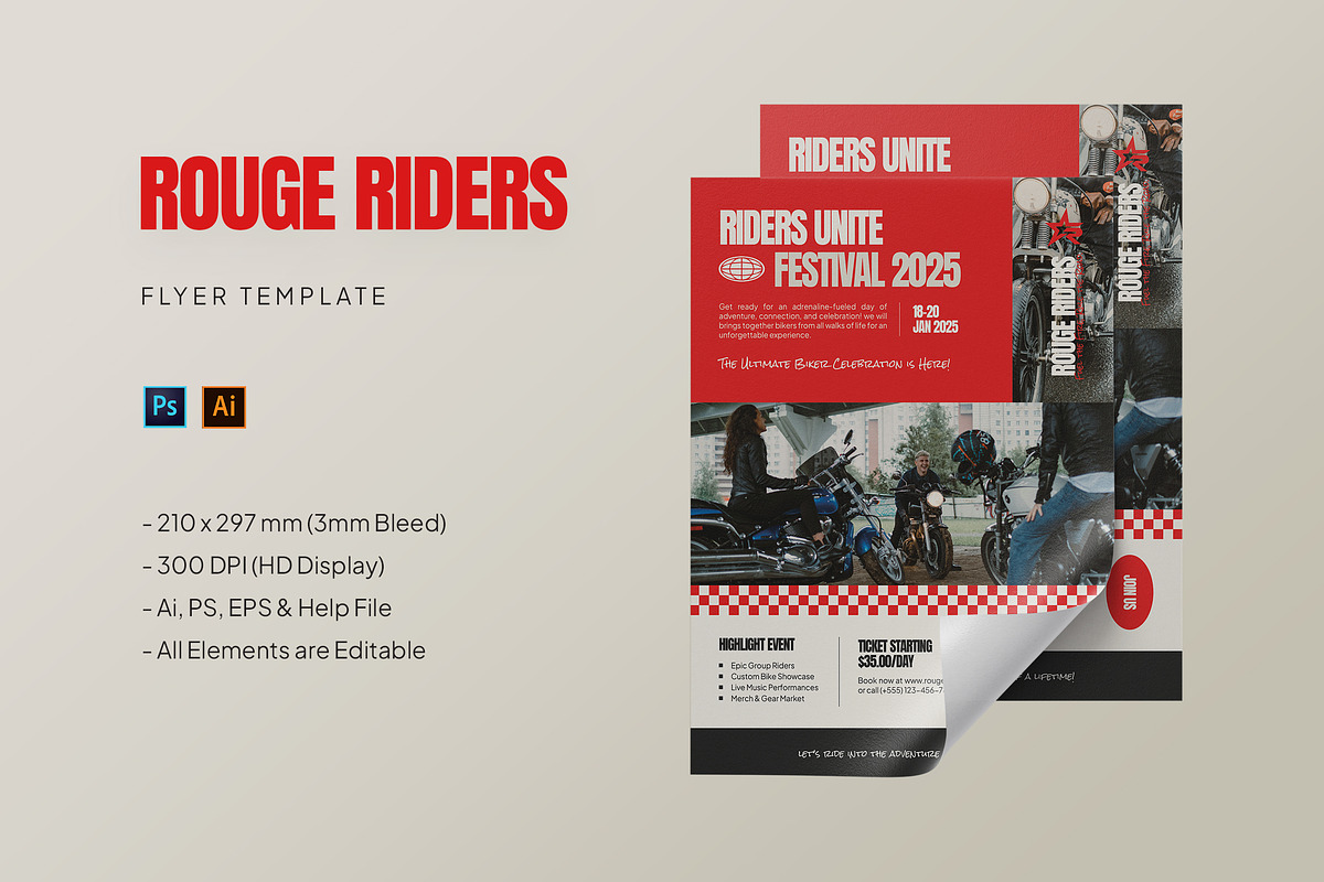 Rouge Riders - Flyer Template, a Flyer Template by StreaksideStd (Photo 1 of 3)
