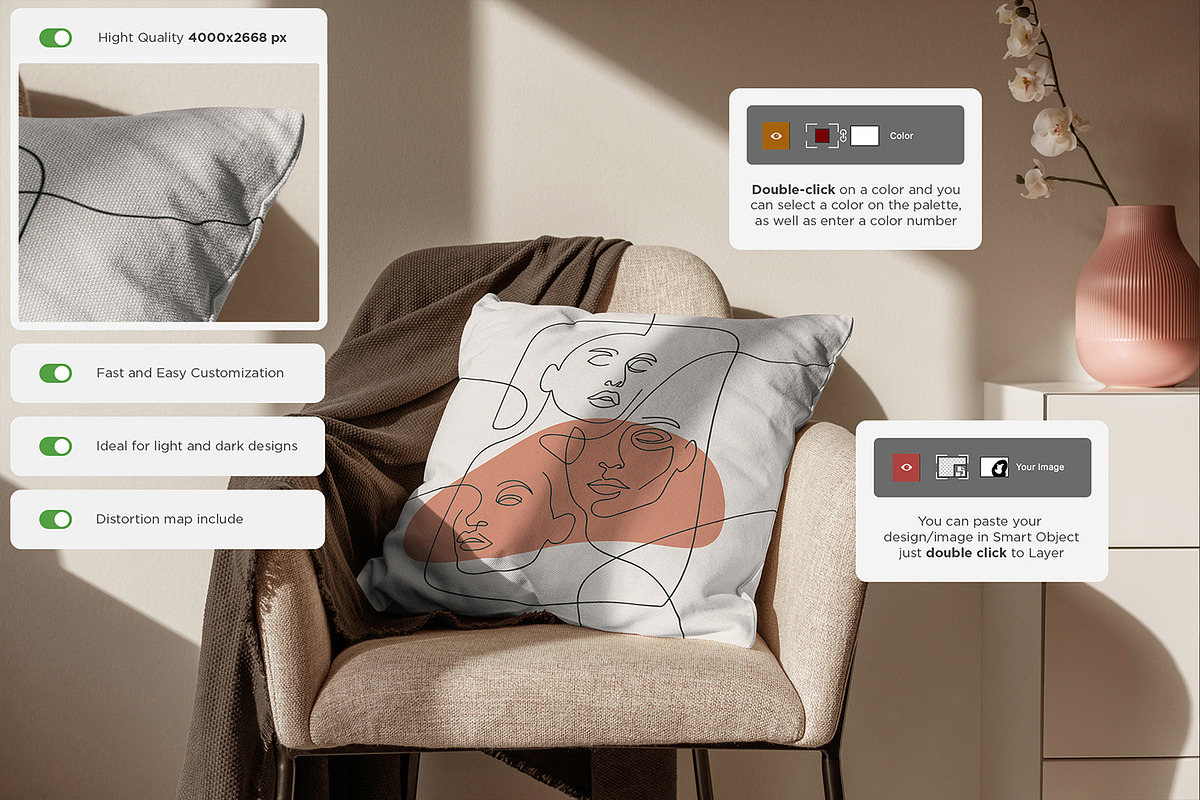 Pillow Mock-Up Set, a Product Mockup by Dikarte.Store (Photo 2 of 16)