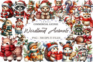 Sweet Christmas Woodland Animals, an Illustration by designcity5