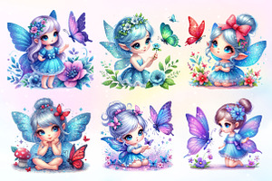 Cute Fairy With Butterfly Clipart