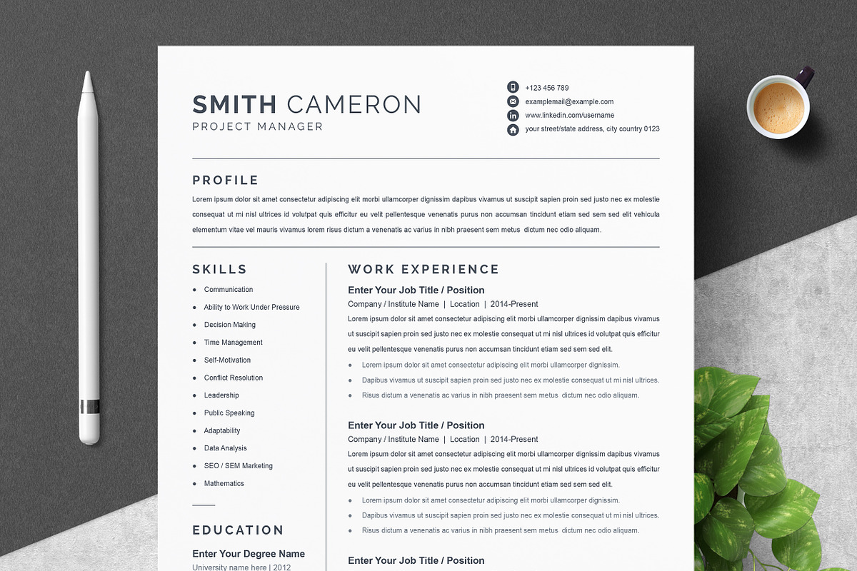 Minimalist Word Resume / CV Template, a Resume Template by ResumeInventor (Photo 1 of 5)