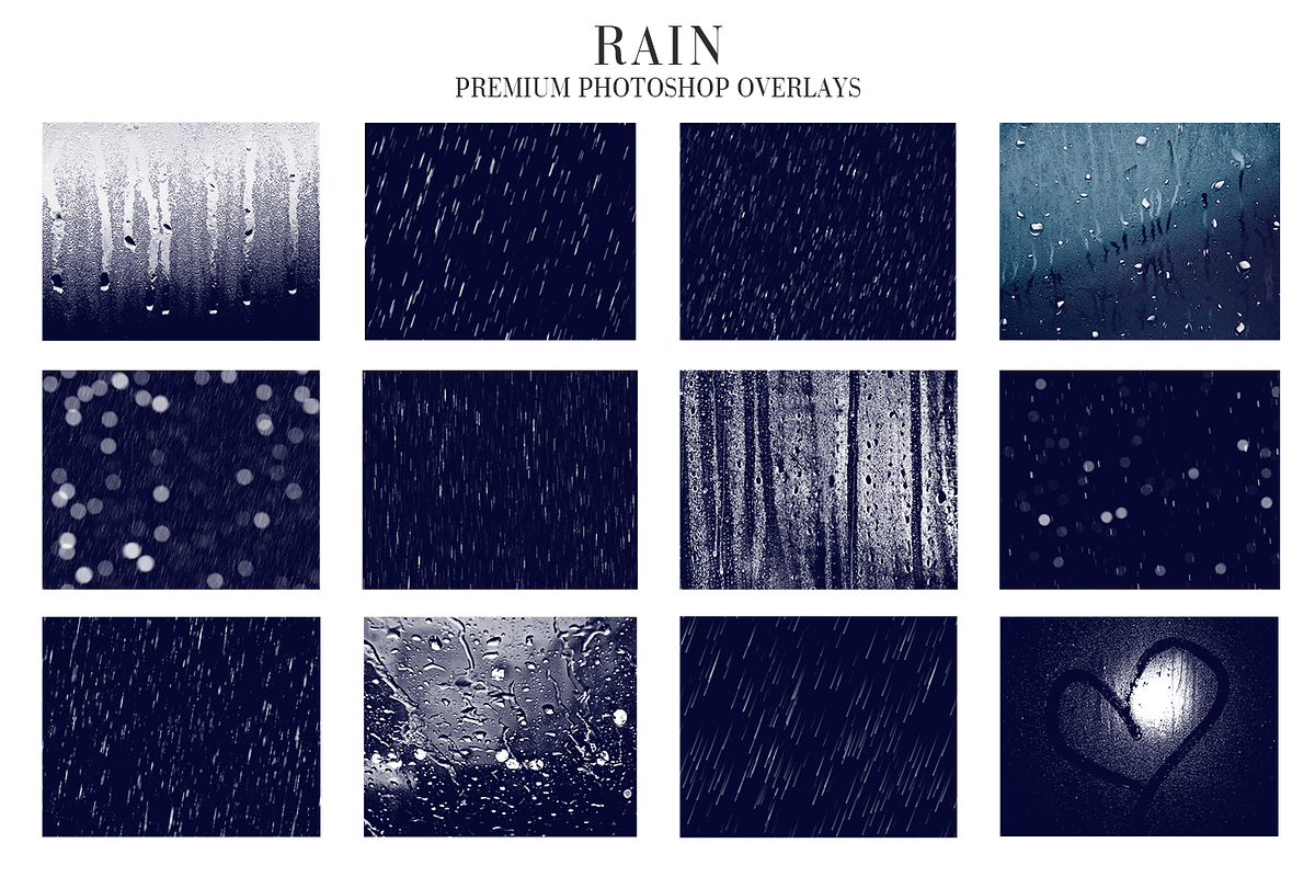 Rain Overlays Photoshop, a Plug-in Add-On by FixThePhoto