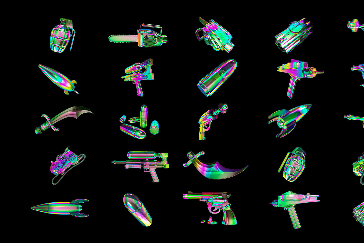 50+ Cyberpunk 3D Arsenal - Iridescen, an Object Illustration by DigitalPen (Photo 4 of 7)