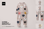 Cuffed Sleepsuit Mockup Set, a Bottom Mockup by creatsy5 (Thumbnail 1 of 9)