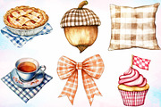 Watercolor Gingham Autumn Clipart, an Illustration by Canvas Craft (Thumbnail 3 of 3)
