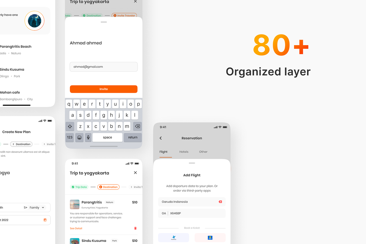 Moove - Travel Itinerary Mobile App, an UI Kit Template by Agensip Design Agency (Photo 2 of 8)