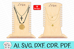 Plywood jewelry stand laser cut svg
