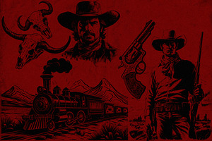 300 Wild West Western Illustrations