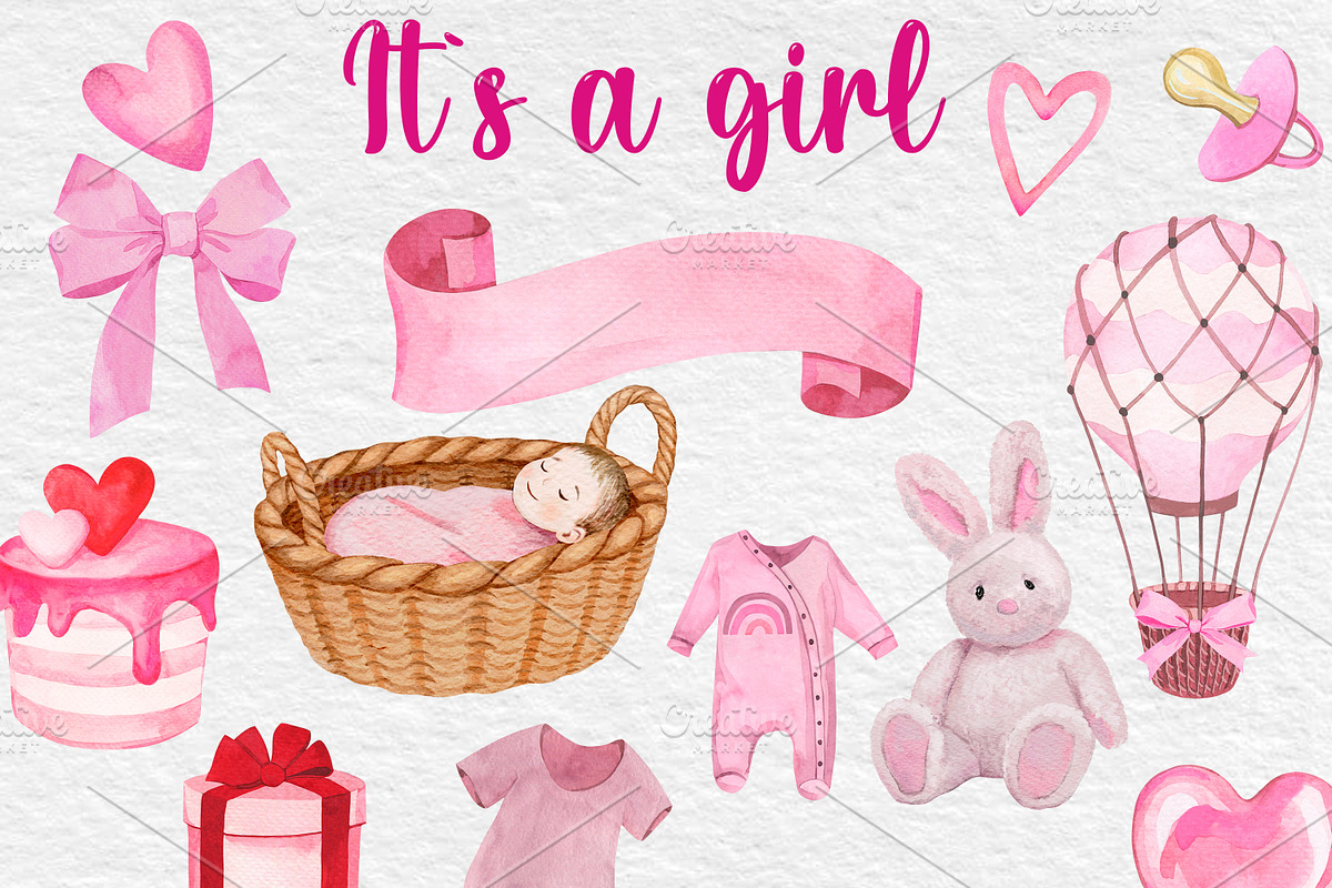 Watercolor Gender Reveal clipart PNG, an Object Illustration by PatternPalette (Photo 3 of 4)