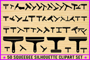 50 Squeegee Silhouette Clipart Set, an Illustration by Designer_Momina