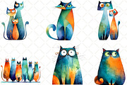 Whimsical Cat Clipart, an Illustration by Black Bird Studio (Thumbnail 6 of 6)