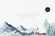Winter Christmas Watercolor Card Set, a Decorative Illustration by WalaPalette (Thumbnail 4 of 14)