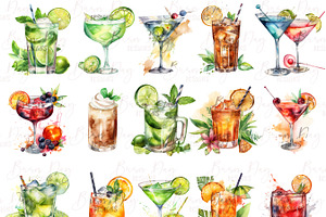 Watercolor Cocktail & Drinks Clipart