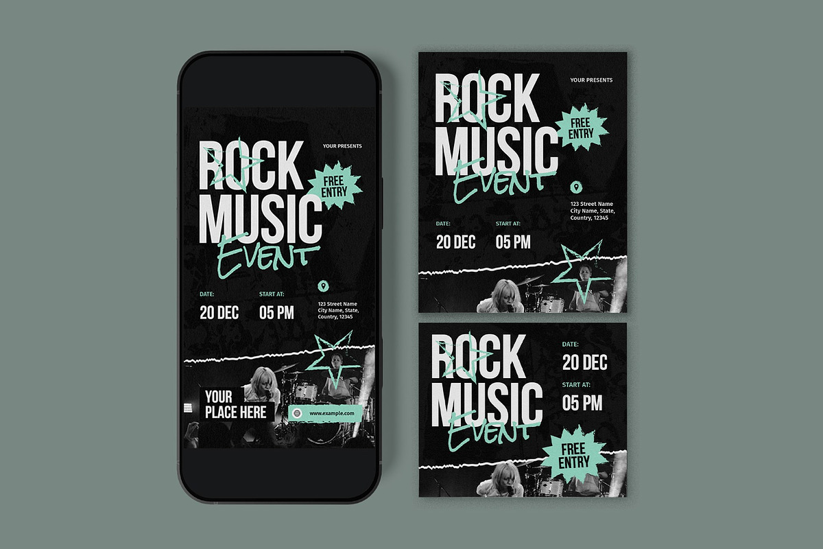 Rock Music Event Flyer, a Flyer Template by graphicook (Photo 3 of 3)