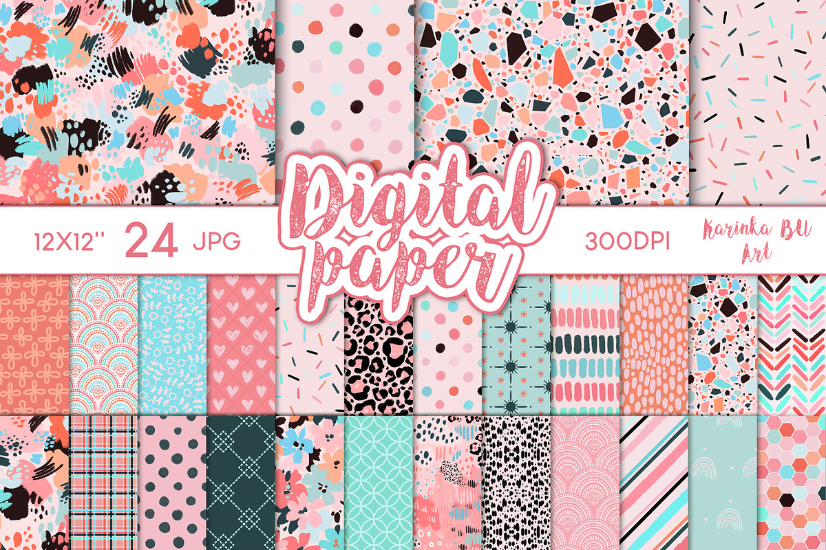 24 Pink Boho Digital Papers clipart, a Pattern Graphic by KarinkaBU (Photo 1 of 7)