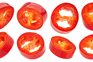 Sliced red chili peppers collection, a Food & Drink Photo by Max Lashcheuski