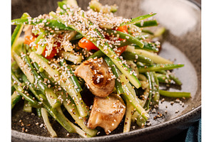 Spicy pork salad in asian style, a Food & Drink Photo by Fascinadora