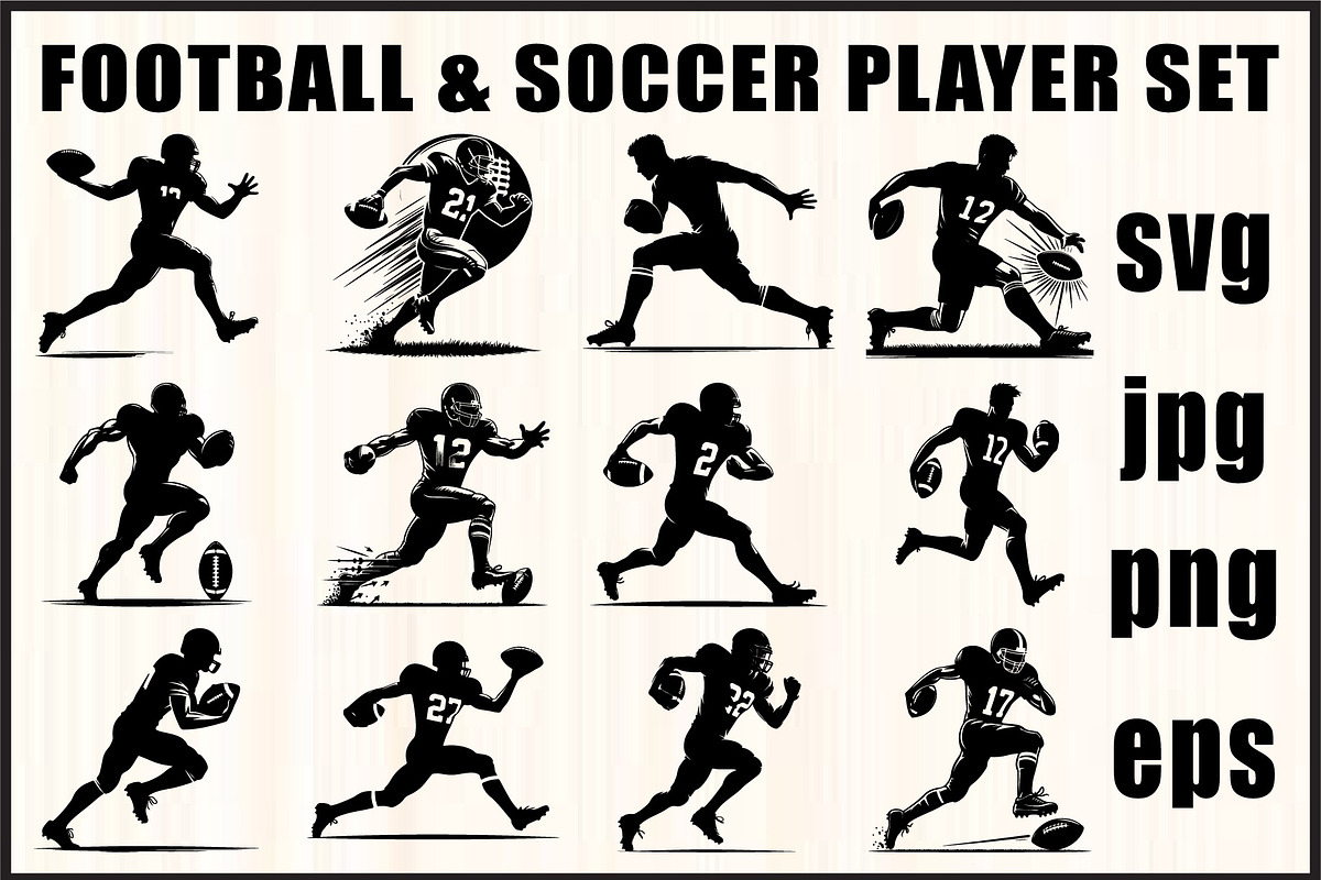 Black Football & Soccer SVG Bundle, an Object Graphic by jahid234 (Photo 1 of 13)