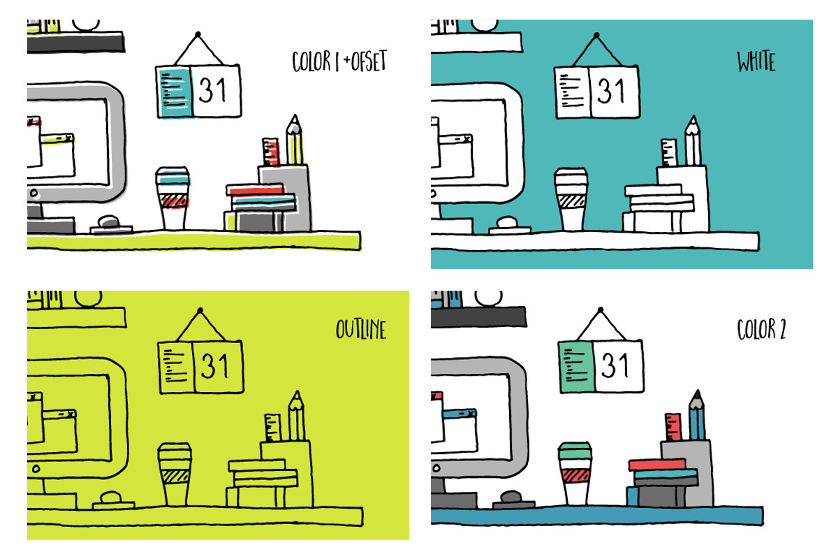 Hand Illustrated Office Workplace, a Work Illustration by Lukino (Photo 2 of 2)