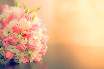 Wedding invitation with tulips
