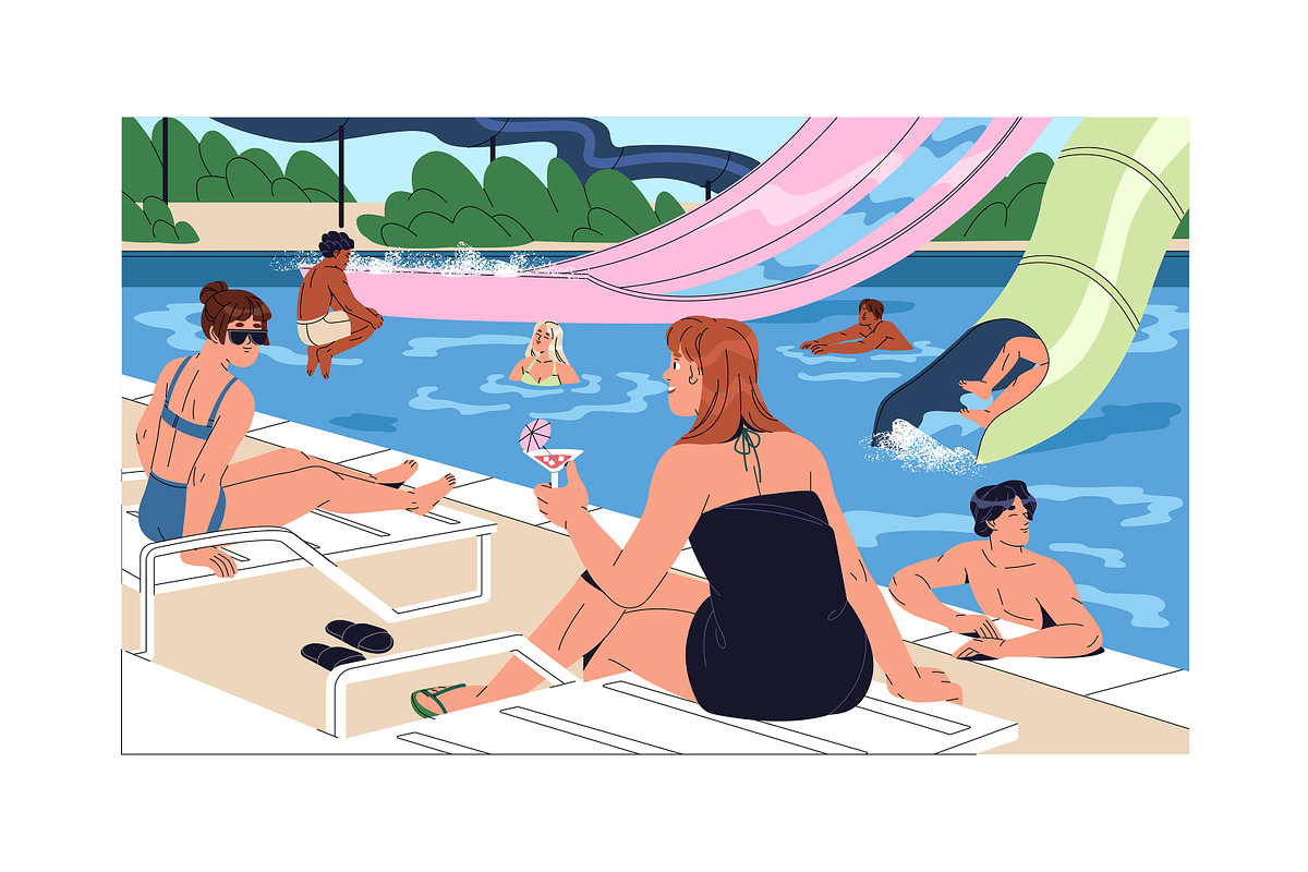 People in aquapark set, banner, a Person Illustration by PaperTrident (Photo 4 of 6)