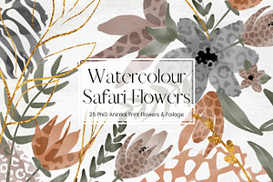 Safari Beige Watercolour Flowers