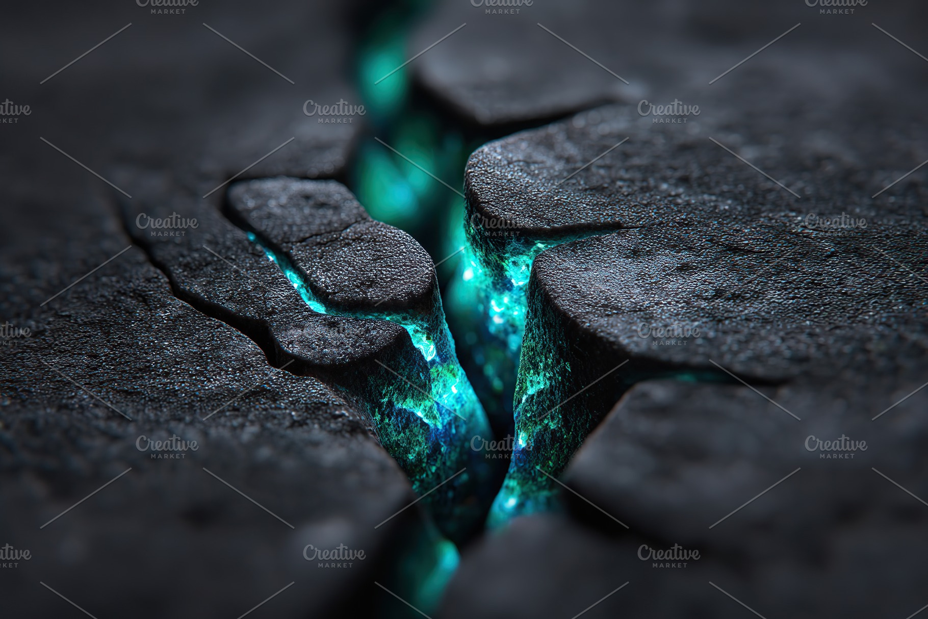 Rough concrete surface with glowing cracks revealing light in a dark setting, a Background Photo by AlyaAnd