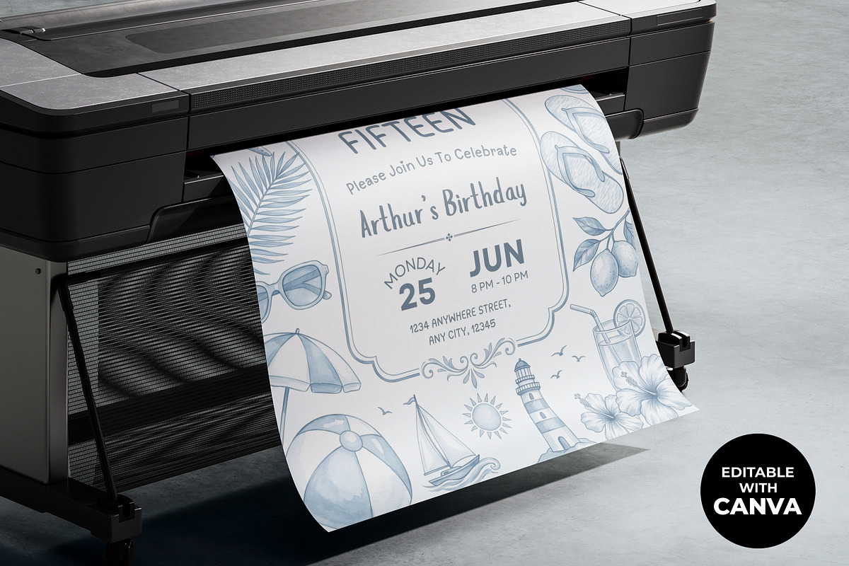 Summer Birthday Invitation, an Invitation Template by M9 Design (Photo 3 of 5)