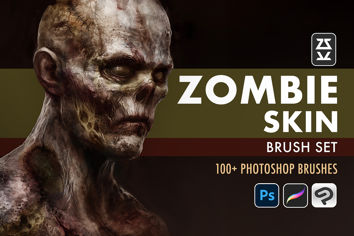 Zombie Skin Brush Set, a Brush Add-On by Zsolt Kosa Art (Photo 1 of 9)
