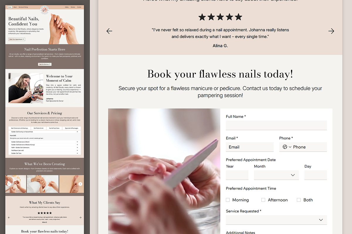 Nail Salon Wix Studio Website, a Wix Template by Kitteeh (Photo 9 of 9)