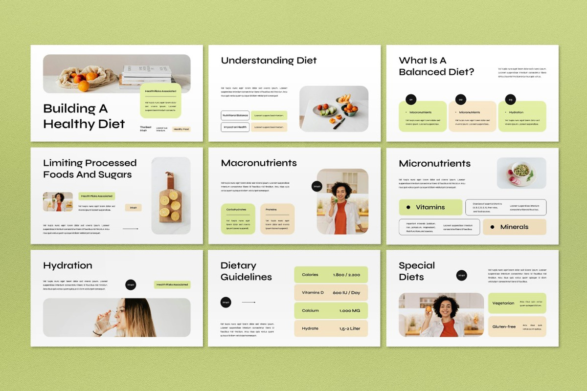 White Green Healthy Diet PPT, a Presentation Template by graphicook (Photo 2 of 4)