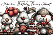 Watercolor Birthday Bunny Clipart, a Seasonal Illustration by designcity5 (Thumbnail 1 of 5)