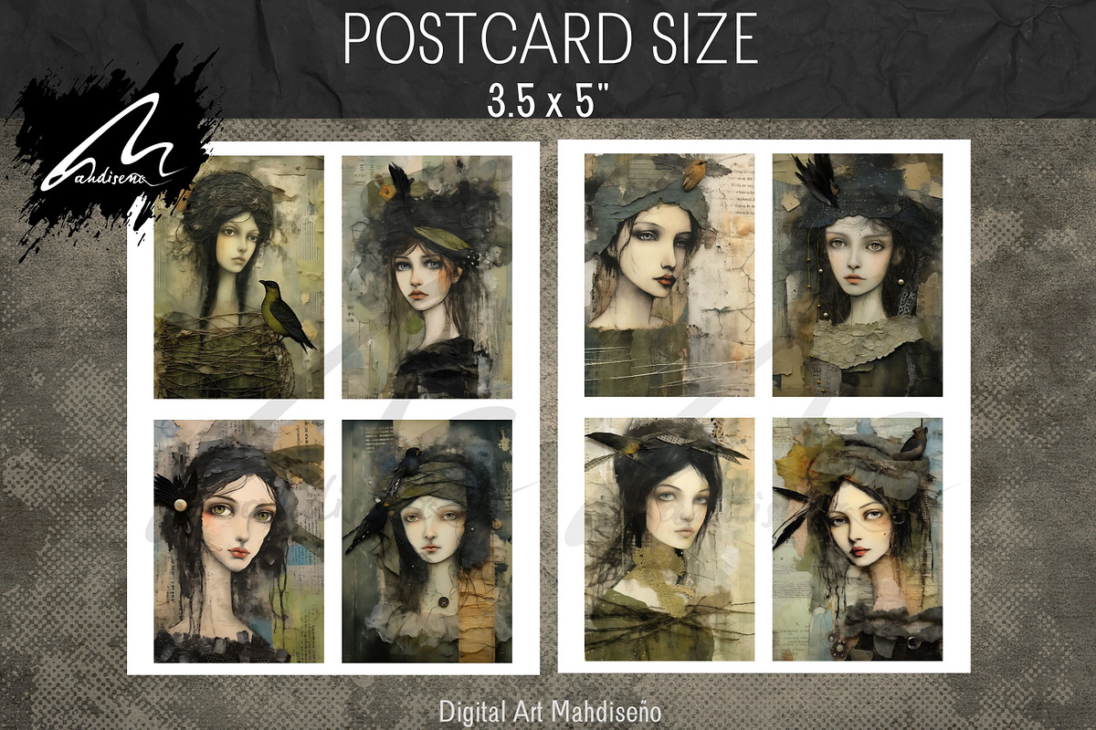 Whimsical Girl and Bird, Mixed Media, a Person Illustration by Digital Art Mahdiseño (Photo 8 of 9)