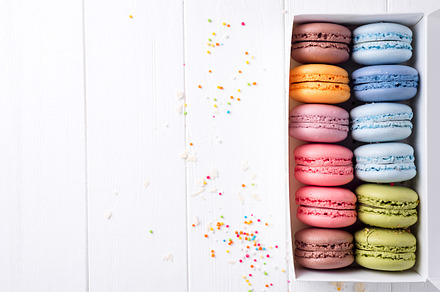 Colorful macaroons sweet macarons containing macaroon, sweet, and meringue, a Food & Drink Photo by YuMyart