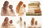 Boho Mothers Day Clipart Bundle, a Person Illustration by BusyDaydesign (Thumbnail 3 of 8)