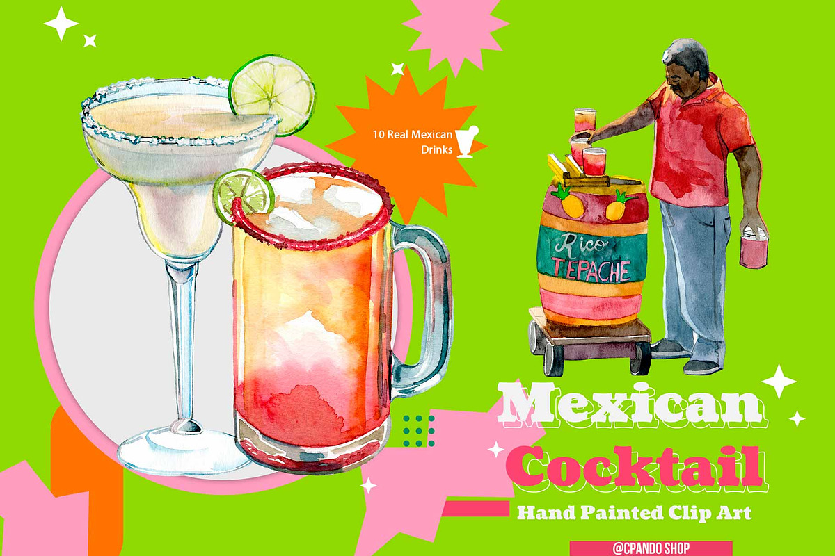 Mexican Cocktail cocteleria mexicana, a Food Illustration by CpandoShop (Photo 1 of 4)