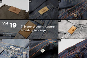 7 Apparel Jeans Labels Logo Mockup