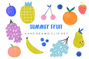 Fruit clipart, handdrawn modern, a Texture Illustration by Katie Lisker