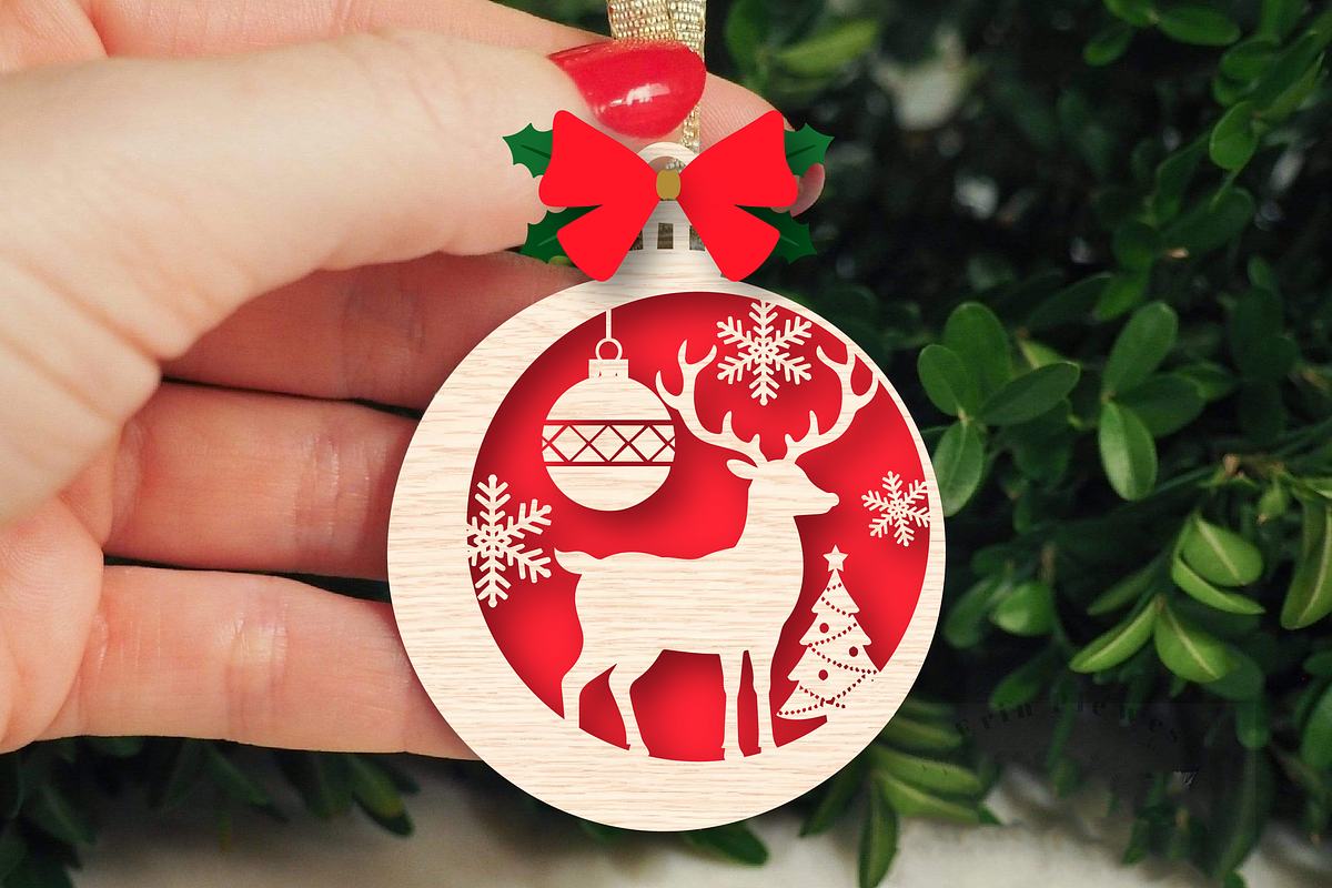 Christmas Ornament Laser Cut File, an Illustration by Canvas Craft (Photo 3 of 3)