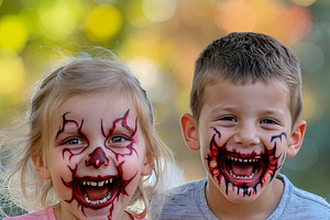 Children with Scary face paint, a Person Photo by DanFLCreativo