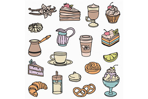 Vector Coffee Doodle Pattern