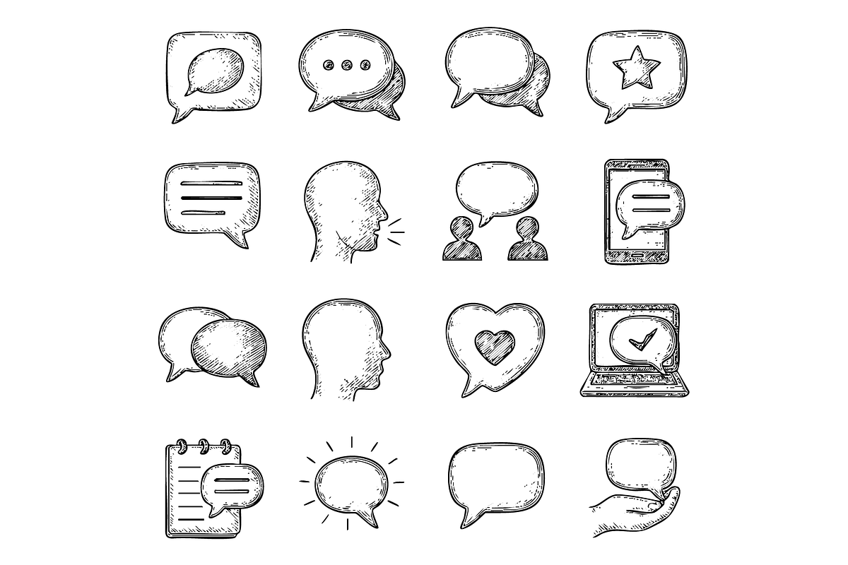 Chat Bubble Communication Icons, an Object Graphic by RT Studio