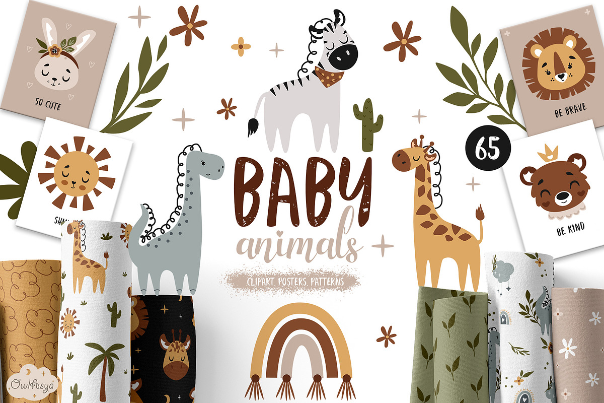 Baby animals vector collection, an Animal Illustration by owlasya (Photo 1 of 10)