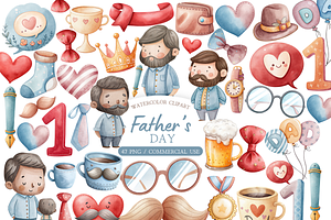 Watercolor Fathers Day Clipart, an Illustration by MockupWizard